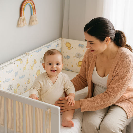 Tour de lit bebe Coton Naturel avec maman