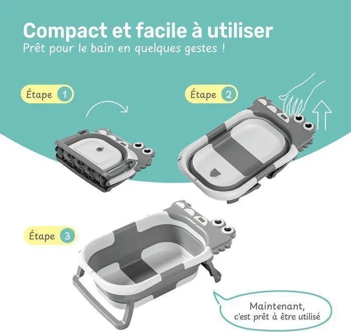 Baignoire bebe pliable - avec coussin de soutienâą - Espacebambin