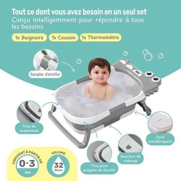 Baignoire bebe pliable - avec coussin de soutienâą - Espacebambin