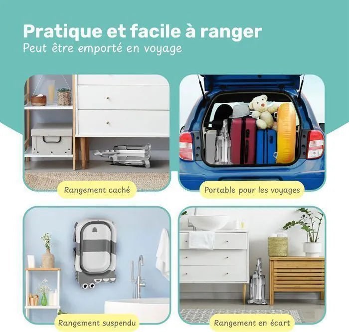 Baignoire bebe pliable - avec coussin de soutienâą - Espacebambin