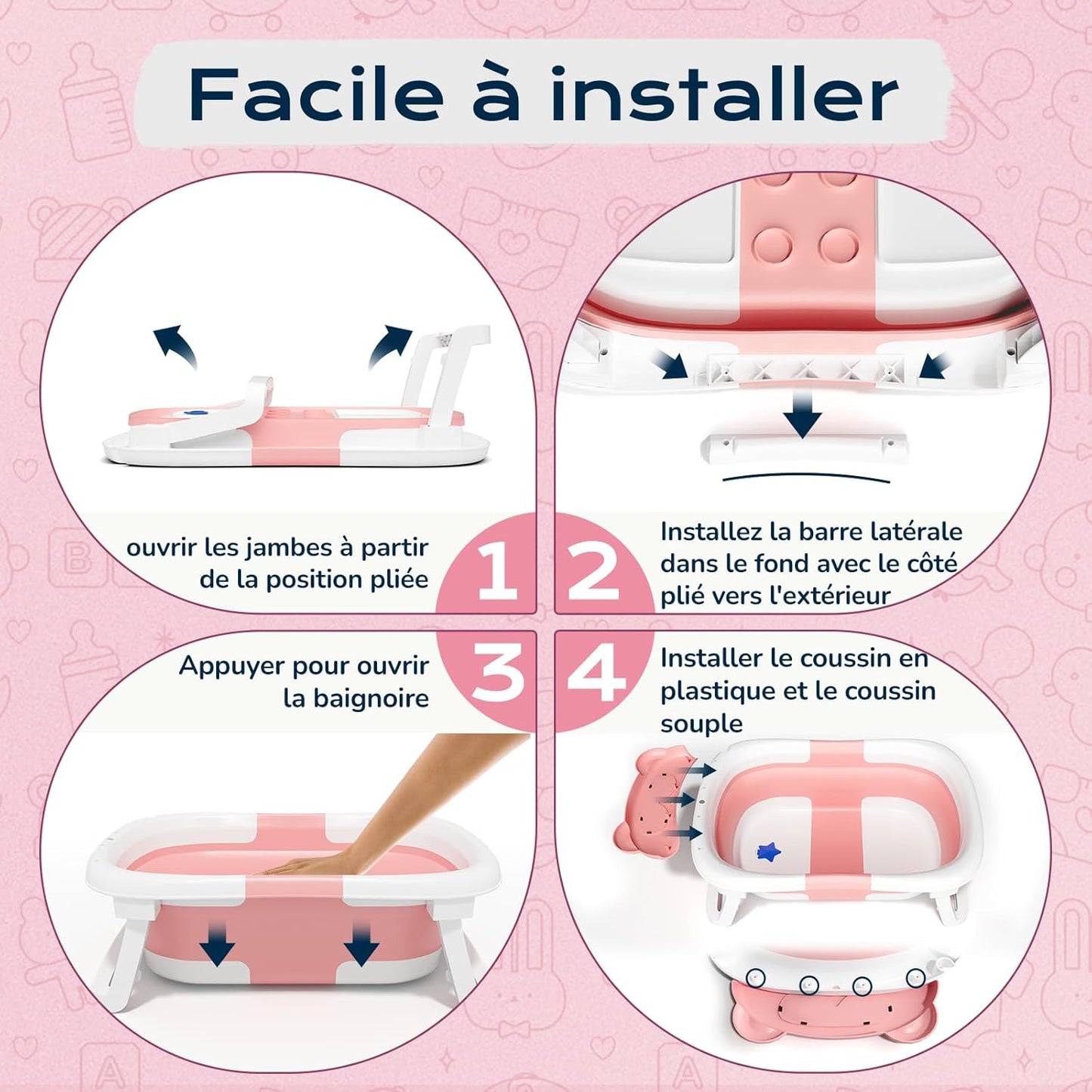 baignoire bebe pliable rose™ - Espacebambin