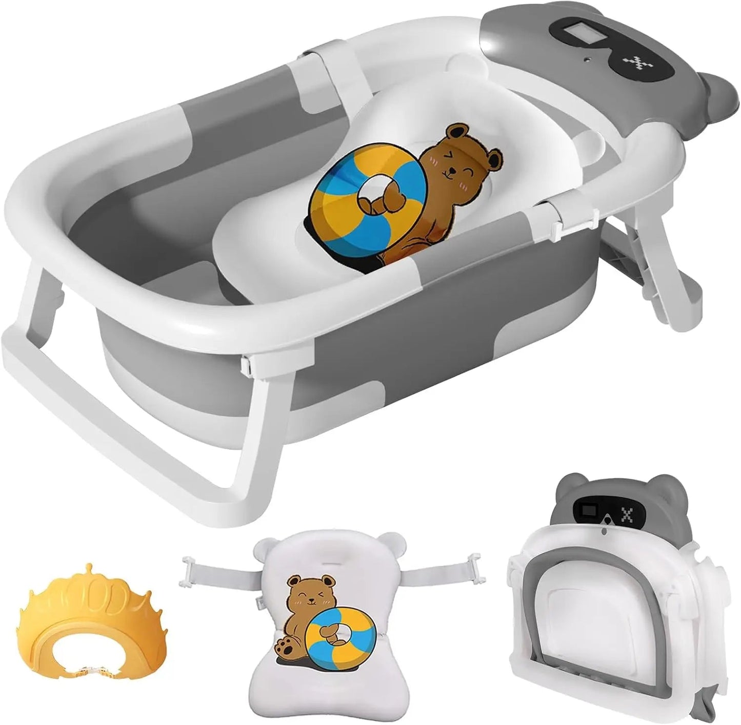 baignoire pliable bébé™ - blanc et gris - Espacebambin