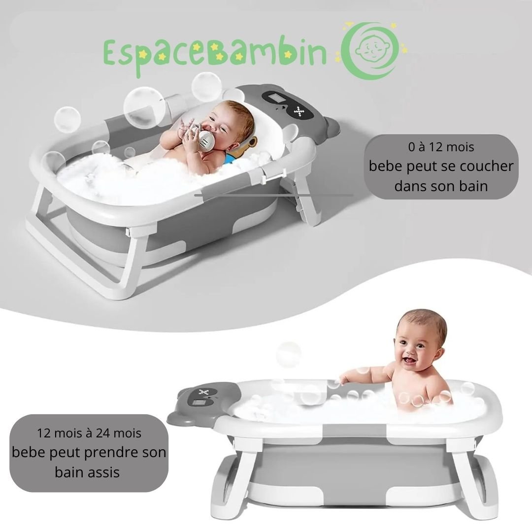 baignoire pliable bébé™ - blanc et gris - Espacebambin