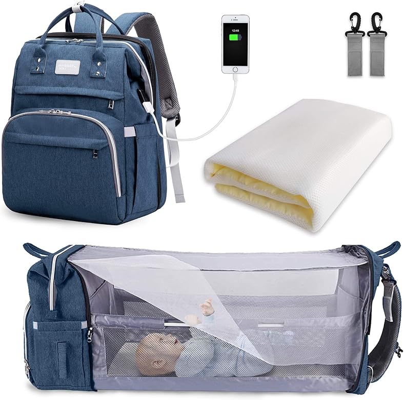 Sac a dos a langer - Convertible en Lit de Voyage pour Bébé - Espacebambin