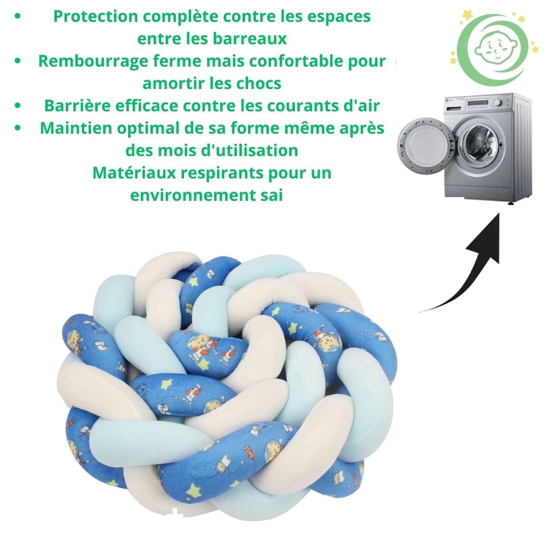 tour de lit respirant - bleu et blanc™ - Espacebambin