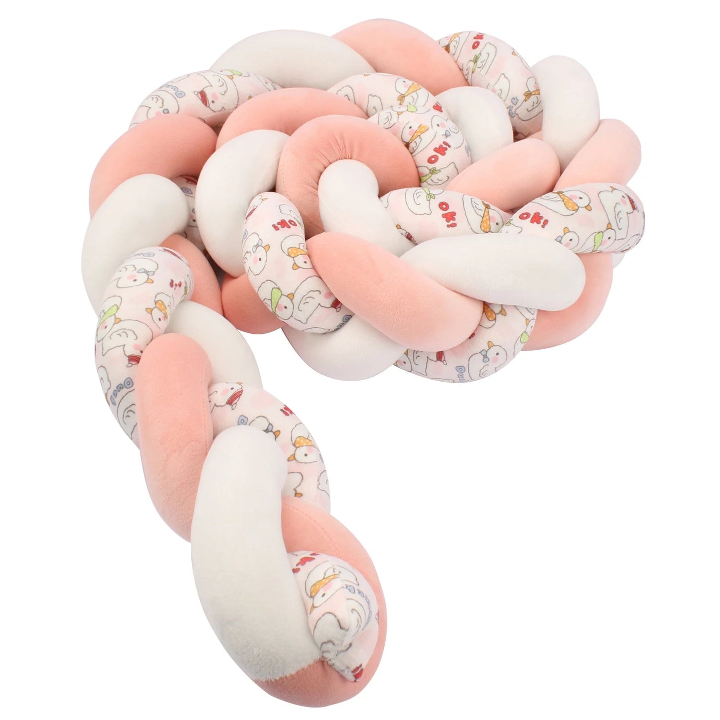 tresse de lit bebe - rose et blanc décoré - Espacebambin
