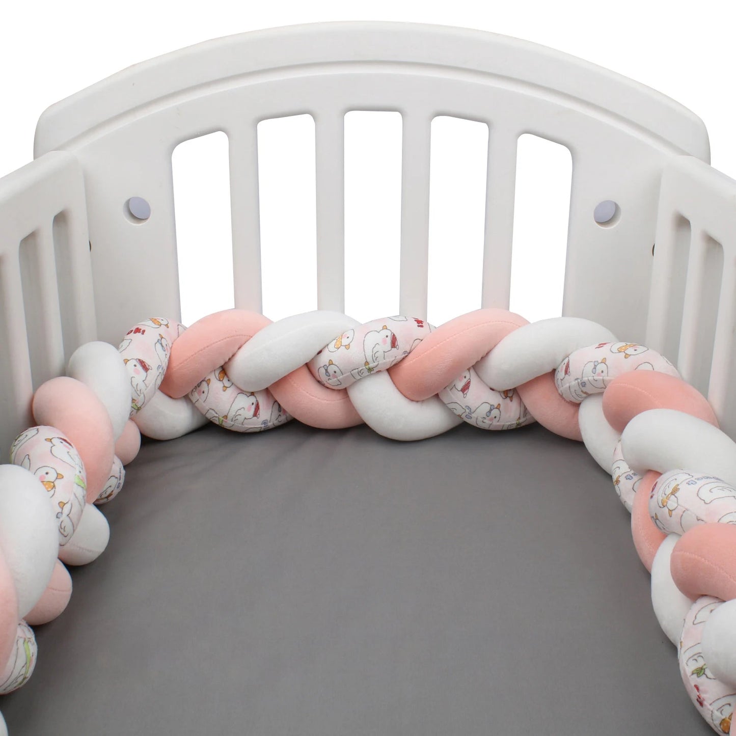 tresse de lit bebe - rose et blanc décoré - Espacebambin