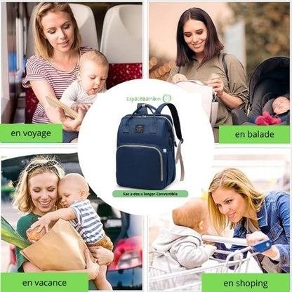 Sac a dos a langer - Convertible en Lit de Voyage pour Bébé - Espacebambin