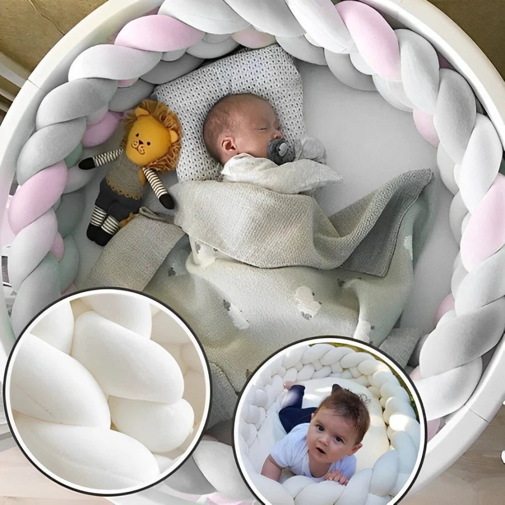 Tour de lit bébé gris blanc décoré - Espacebambin