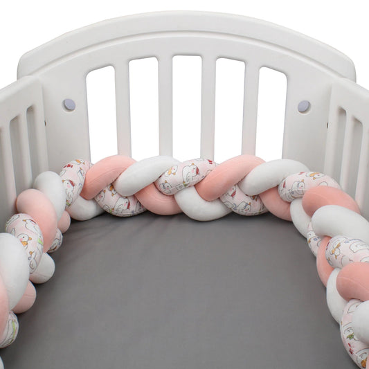 tresse de lit bebe - rose et blanc décoré - Espacebambin